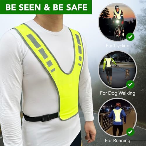 MaximalPower Reflective Safety Vest for Fitness Walking at Night - style: 1x Large Vest