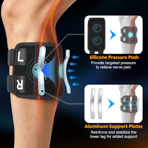 Sciatica Pain Relief Devices, Adjustable Calf Support Sciatic Nerve Brace with 2 Pressure Pad Targeted Compression for Sciatic Nerve Relief, Unisex Sciatic Nerve Brace for Men Women