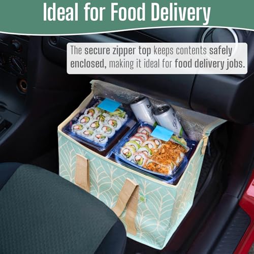 VENO 2 Pack Insulated Grocery Bags, Hard Bottom, Evergreen - color: Evergreen, size: 15.7"W x 12.6"H x 8.7"D - 2 Pack