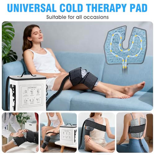 Upgraded Ice Machine for Knee After Surgery,3.0 Portable Cold Therapy Machine for Knee Replacement,Ice Compression Knees Machine for Hip,Cold Therapy Machine with 6 Timer,Electric Ice Pack for Knees