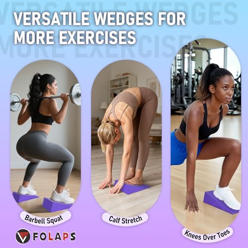 Squat Wedge Block For Deeper Squat: 2200LBS Capacity with Guide & Carry Bag - color: Purple