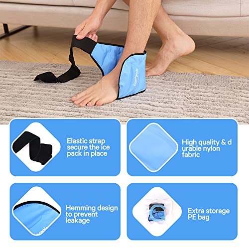 Comfpack 2 Pack Ankle Ice Pack Wrap for Swelling, Heel Ice Pack for Pain Relief, Hot Cold Therapy Cold Pack for Plantar Fasciitis, Achilles Tendonitis, Ankle Sprain, Foot Pain - color: Blue-2 Pack