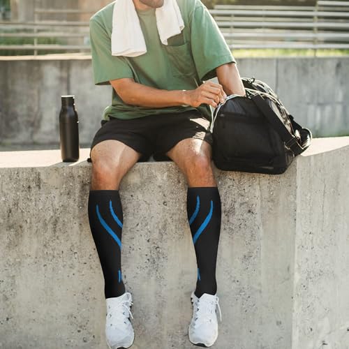 fenglaoda 3 Pairs Compression Socks for Women & Men Knee High Nurse Pregnant Cute Medical Running Travel Athletic - color: 00-3pairs-16, size: Large-X-Large