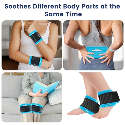 REVIX Ice Packs for Injuries Reusable, 2 Pack Hot & Cold Gel Ice Packs - color: Blue, size: Medium 10 x 5 Inch