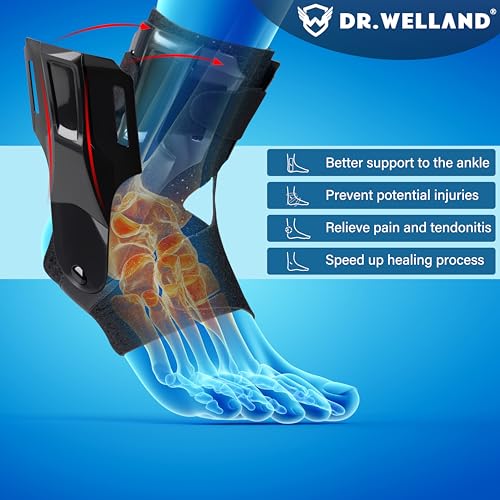 Ankle Brace with Side Stabilizers -Adjustable Ankle Support for Sprains, Sports Injuries, Plantar Fasciitis, Injury Recovery, Best Ankle Support for Running, Basketball, Volleyball (Large) - size: Large