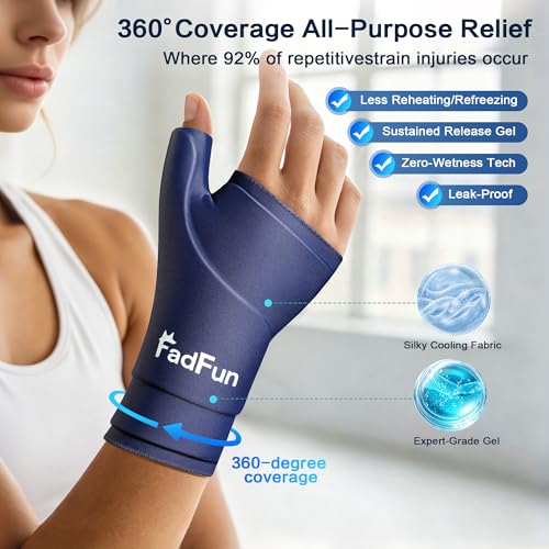 Wrist & Thumb Ice Pack Wrap- Upgraded Reusable Hot Cold Compress Hand Ice Pack for Carpal Tunnel Pain Relief, Tendonitis, Sports Injuries Swelling,Man&Woman, Size S/M,Blue - size: S/M-Pro Max