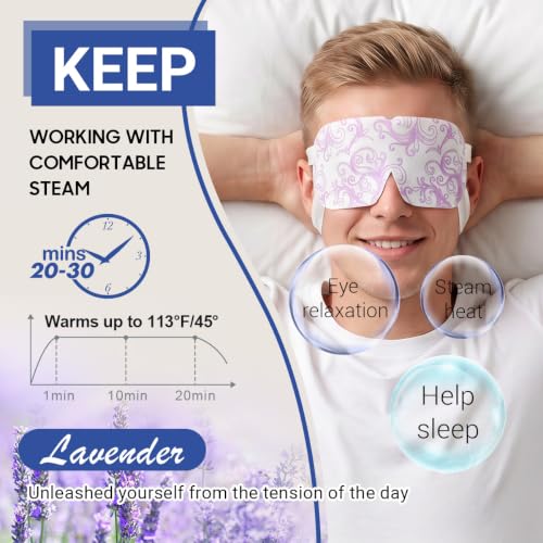 16 Packs Steam Eye Masks for Dry Eyes, Self Heating Warm Compress, Lavender - color: Lavender