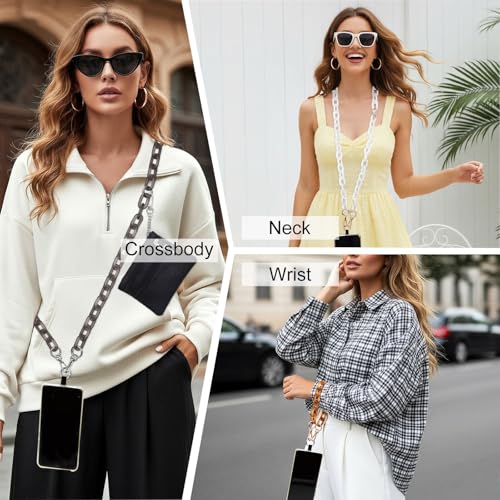 Long Keeper Phone Crossbody Chain Acrylic Phone Lanyards with Zipper Wallet Women Cellphone Strap Wrist Bracelet Purse Strap - color: Brown Gold