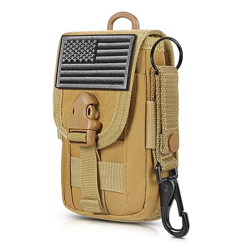 SOWHUP Tactical Molle Pouch Cell Phone Pouch Holster Small Utility EDC Pouch Gadget Organizer Bag - color: Tan2