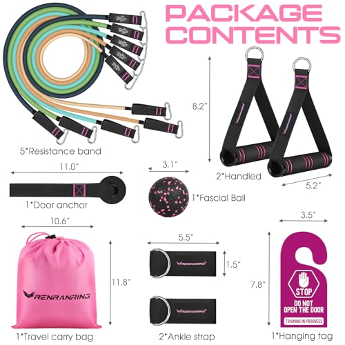 Resistance Bands with Handles, 5 Level Exercise Bands, 150LBS Workout Bands - color: ‎Light yellow, Khaki, Blue, Green, Navy blue