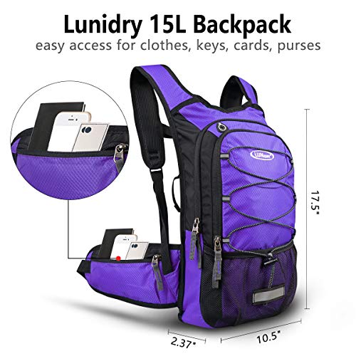 Hydration Backpack with 3L Water Bladder, Small Hydration Pack Backpack for Men Women, Lightweight Water Backpack with Cooler Layer for Running, Biking, Hiking - color: DPurple