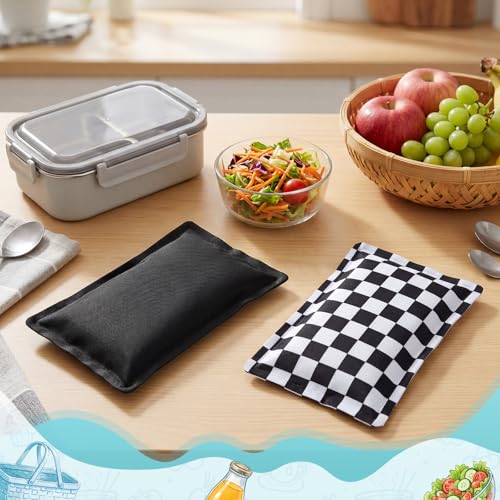 VIHOSE 2 Pcs Ice Packs for Lunch Box Bag - color: Black,White, style: Checkerboard