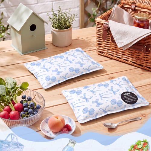 VIHOSE 2 Pcs Ice Packs for Lunch Box Bag - color: Blue, style: Bow