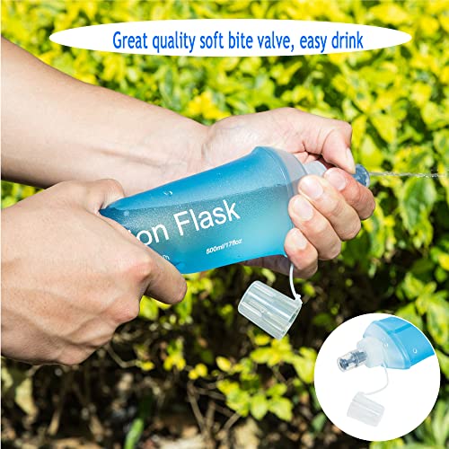 AXEN Soft Flask TPU Foldable Running Hydration Flask, Soft Collapsible Water Bottle for Hydration Pack Cycling Marathon Running Hiking - color: Military Green-500ml