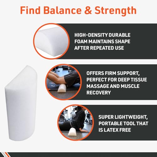 BodySport Half Foam Roller, 6 x 12 in - Half-Round Foam Roller for Stretching, Balance, Positioning and Physical Therapy Exercises - size: Half 6 x 12 in