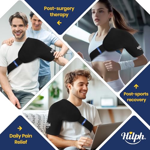 Hilph 3D Shoulder Ice Pack, Rotator Cuff Cold Therapy Wrap with Dual-Gel, M - size: Medium