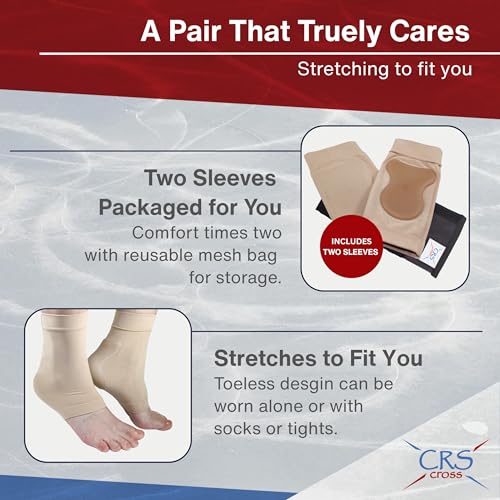 CRS Cross Achilles Heel Gel Sleeves for Skating, Hockey. Pair, One Size - size: One Size