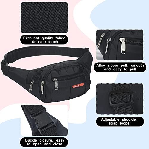 3 Pcs Fanny Packs Crossbody Waist Bags for Women Men Crossbody Waterproof Fanny Pack Belt Bag for Travel Walking Running Hiking Cycling Outdoor Easy Carry Any Phone, Wallet (Black, Purple, Navy Blue) - color: Black, Purple, Navy Blue