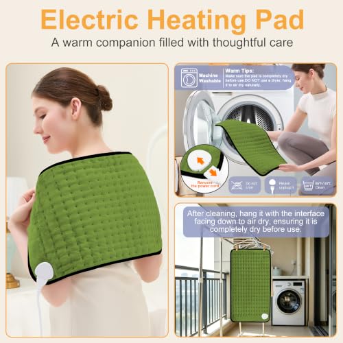 Heating Pad,Electric Heating Pad,Heating Pad for Back (GreenBlack, 24"x12") - color: Greenblack, size: 24x12 Inch