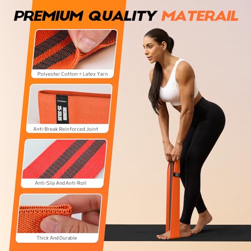 Lianjindun Booty Resistance Bands for Legs & Glutes, Non-Slip Workout Set - color: Red, Blue, Orange, Black