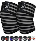 AQF Knee Wraps for Weightlifting Bandage - 78" IPL & USPA Approved (Pair) - color: Blk & Gry