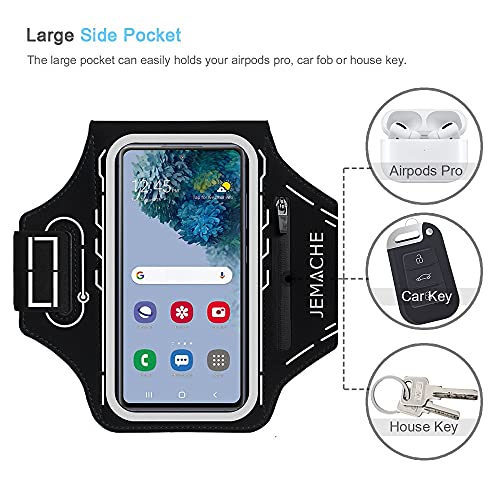 Armband for Samsung Galaxy S26 S25 S24 S23 S22 Ultra/Plus/FE, Gym Running Workouts Arm Band with Earbuds Holder (Black) - color: Black