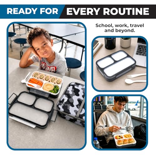 kinsho Camo Lunch Box, Ice Pack Insulated Bag for Teens Adults, Black Gray - color: Black with Camo Bag