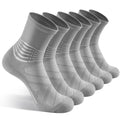 IRAMY Compression Ankle Support Crew Socks Men Women Wicking Plantar Fasciitis Relief Running Hiking Socks 3 Pairs - color: Light Grey, size: Medium