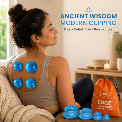 Silicone Cupping Set, Cupping Kit for Massage Therapy and Cellulite, 4 Cups - color: Blue, size: 8 Count