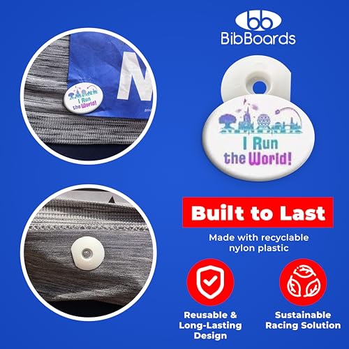 BibBoards bibSNAPS Race Bib Clips, I Run the World, 4 Pack - color: I Run The World