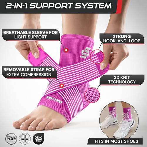 Sleeve Stars Ankle Brace Men & Women Support (Single/S:9"-10"/Hot Pink) - color: Hot Pink, size: Small