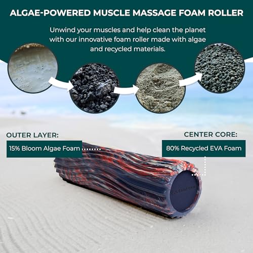 Oceanfoam Tidal Exercise Foam Roller (Red, Dark Navy & Natural Marbled) - color: Red, Dark Navy & Natural Marbled