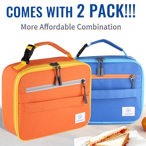 Genteen Kids Insulated Lunch Box for Boys Girls,2 Packs,Back to School - color: B-2pk Blue+Orange