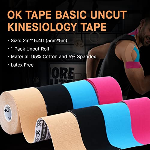 OK TAPE Kinesiology Tape Regular Original Tape 2in x 16.4ft Uncut Roll - color: Pink, size: 1 Roll