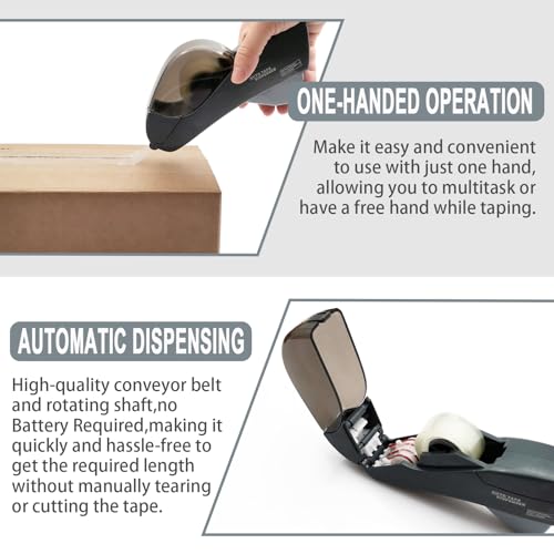 Automatic Tape Dispenser for Wrapping Gifts, Handheld Packaging Tape Dispenser Gun with Cutter, Dispensers for Adhesive Tapes-Grey - color: Grey