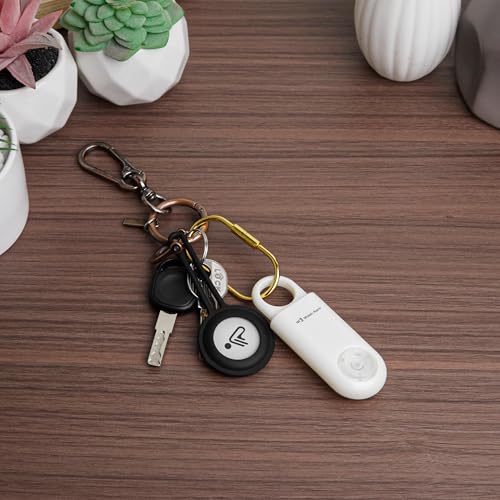 130db Personal Safety Alarm with Ultra Bright Strobe Light. Coconut White - color: Coconut White, style: Button cell