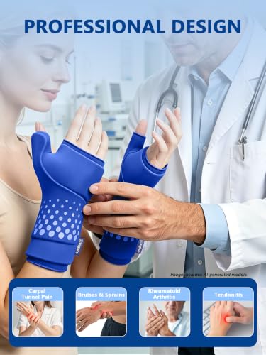 Wrist &Thumb Ice Pack Wrap-Thickened Gel for Long-Lasting Cold Compression - color: 2 Pack-blue, size: L/XL