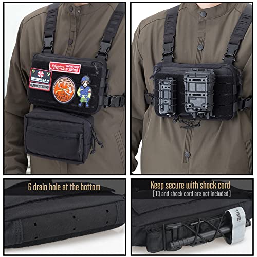 WYNEX Tactical Chest Rig Pack for Men, Running Chest Bag with Front Loop Airsoft Recon Chest Rigs for Hunting Outdoor EDC, WYNEX OC Pepper Spray Holster Pouch, Small MOLLE Flashlight Holder Tactical