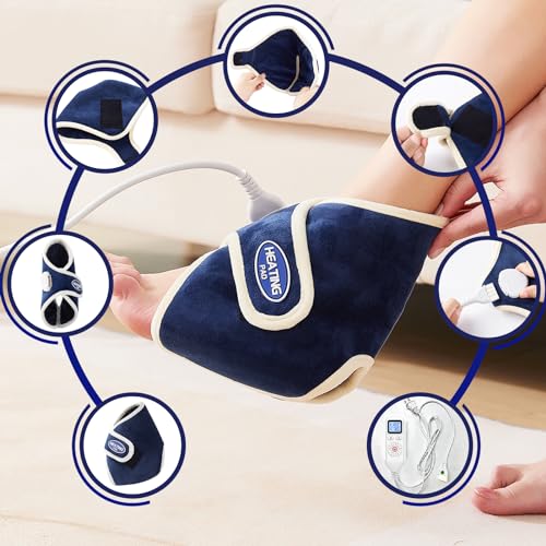 CAMECO Electric Ankle Heating Pad for Achilles Tendinitis Pain Relief, 30s Quick Heating & 86℉-158℉ Heated Ankle Brace for Women Men Home Office, Ankle Heat Wrap for Arthritis Swelling