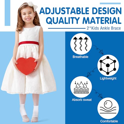 Tarpop 2 Pairs Kids Ankle Brace, Compression Sleeves, M+S, White - color: White, size: Small,Medium