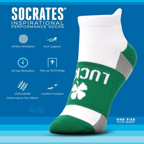 Gone For a Run Motivational Ankle Running Socks - Affirmation Runners Gifts - color: Lucky Socks (Green)