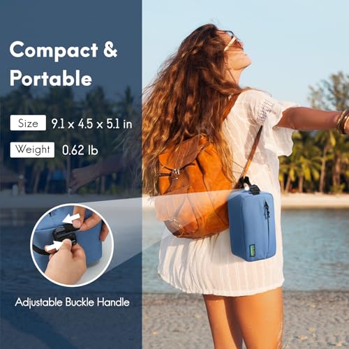 Haimont Small Freezable Lunch Bag, Portable Freezer Insulated cooler Snack Bag with Buckle Handle for Office, Picnic, Navy Blue - color: Navy Blue