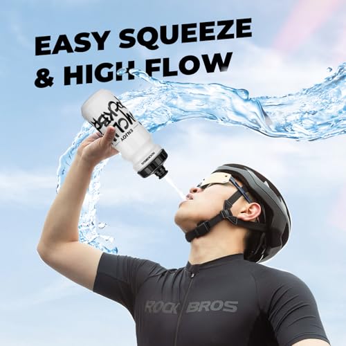 ROCKBROS 20-25oz Squeeze Cycling Water Bottle Lightweight Bike Bottle - color: 20oz White