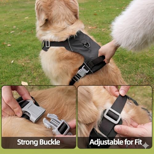 Mile High Life No Pull Dog Harness with Reflective Stripe, Adjustable Easy Get on Lightweight Harness for Small Medium Large Dogs Walking Running Training (Black, S Chest 14"-20") - color: Black, size: S Chest 14"-20"