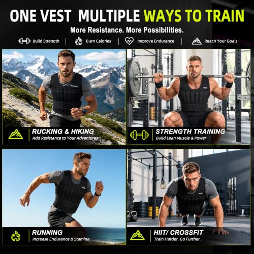 Beatboost Weighted Vest Men,20lb/30lb/40lb/50lb/60lb Adjustable Weight Vest - color: Black, size: 30LB