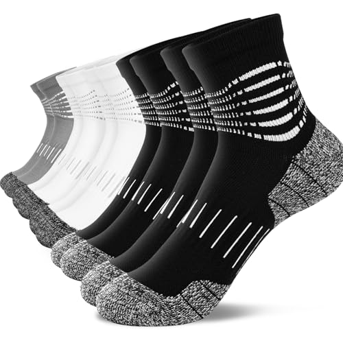 IRAMY Ankle Compression Socks for Men Plantar Fasciitis Relief 3/5 Pairs - color: N‑black+white+grey(5 Pairs), size: Large