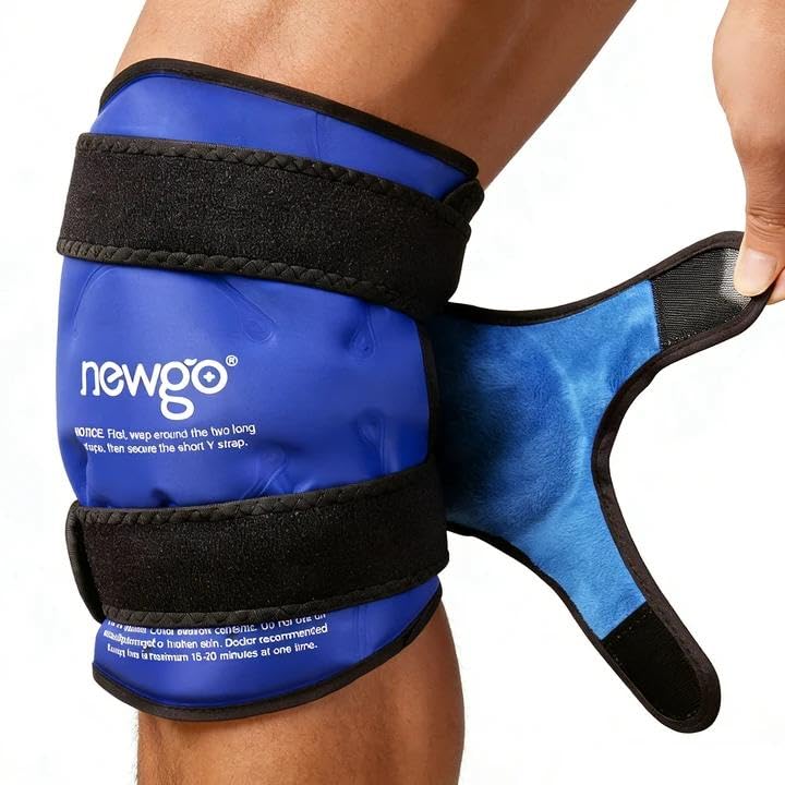 NEWGO Ice Pack for Knee Injuries Reusable, 360° Full Wrap, XL, Blue - color: XL Blue 1-pack