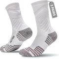 Compression Crew Athletic Socks, 3 Pairs, Performance Socks - color: White+grey, size: Large