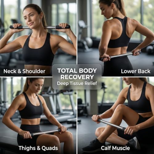 17.5”Muscle Roller Massage Roller Stick for Myofascial Release - color: Black