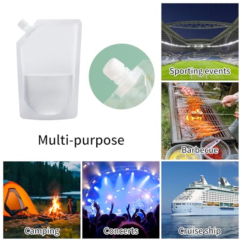 Plastic Flasks, Reusable Juice Bags, Leak-Proof, BPA-Free for Travel, Outdoor Sports, Concerts, Events(8OZx6-16OZx6-32OZx4) - color: 16 Pcs【8OZx6-16OZx6-32OZx4】